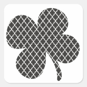 Sticker Carré Shamrock de Quatrefoil noir