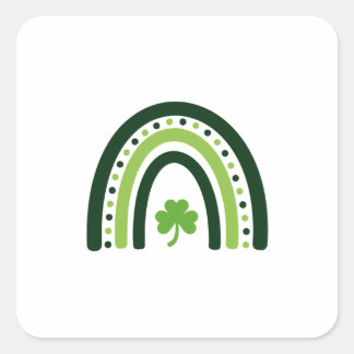 Sticker Carré Shamrock vert Boho Arc en ciel St. Patrick's Day T