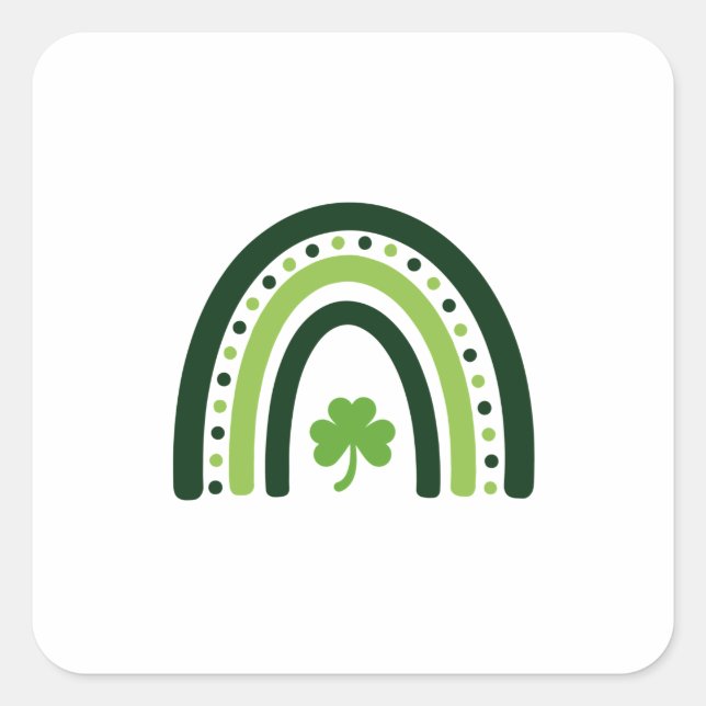 Sticker Carré Shamrock vert Boho Arc en ciel St. Patrick's Day T (Devant)