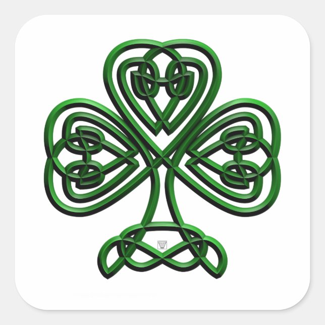 Sticker Carré Shamrock vert Jour de la Saint Patrick (Devant)