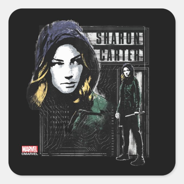 Sticker Carré Sharon Carter Fugitive Graphic (Devant)