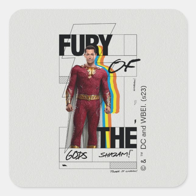 Sticker Carré SHAZAM ! Furie des dieux | Art de style d'album ré (Devant)