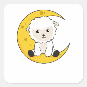 Sticker Carré Sheep Moon Bonne nuit Nombre pas cher Animaux doux