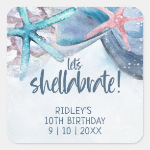 Sticker Carré Shellabrate Starfish Beach Anniversaire