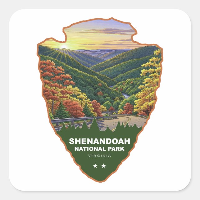 Sticker Carré Shenandoah National Park Arrowhead (Devant)