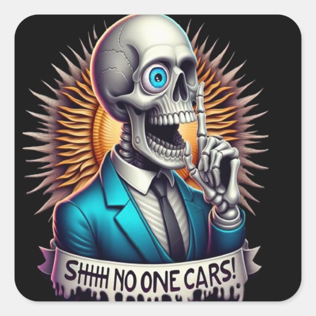 Sticker Carré SHHH... Personne Ne S'Intéresse Aux Skeletons Dapp (Devant)
