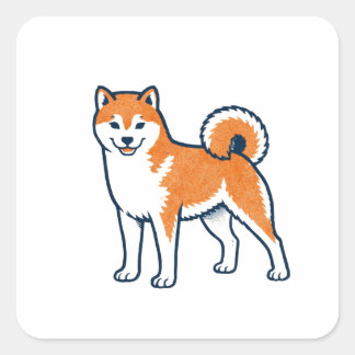 Sticker Carré Shiba Inu ー Standing