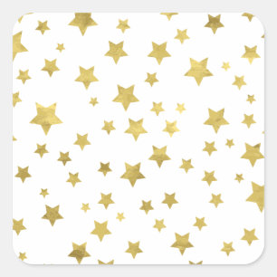 Sticker Carré Shimmery Goldstars Golden Star Motif