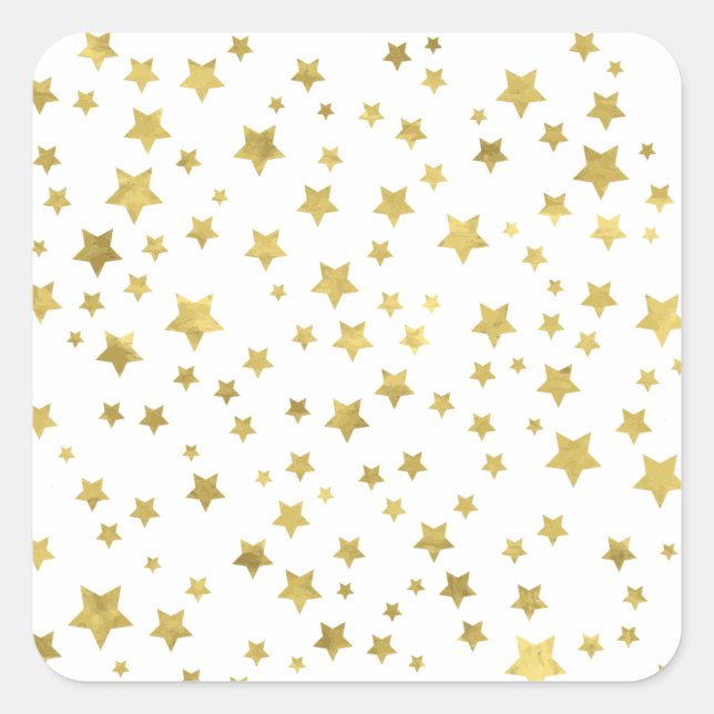 Sticker Carré Shimmery Goldstars Golden Star Motif (Devant)