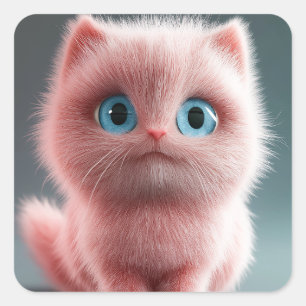 Sticker Carré Shmu - Le chaton rose