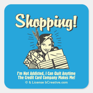 Sticker Carré Shopping : Je ne suis pas accro