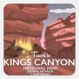 Sticker Carré Sierra affiche des Rois Canyon de voyage de Nevada