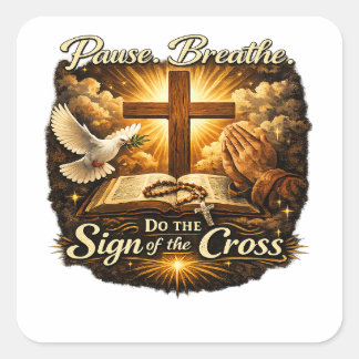 Sticker Carré Sign of the Cross Christian Faith 