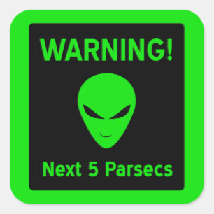 Sticker Carré Signal d'avertissement Alien