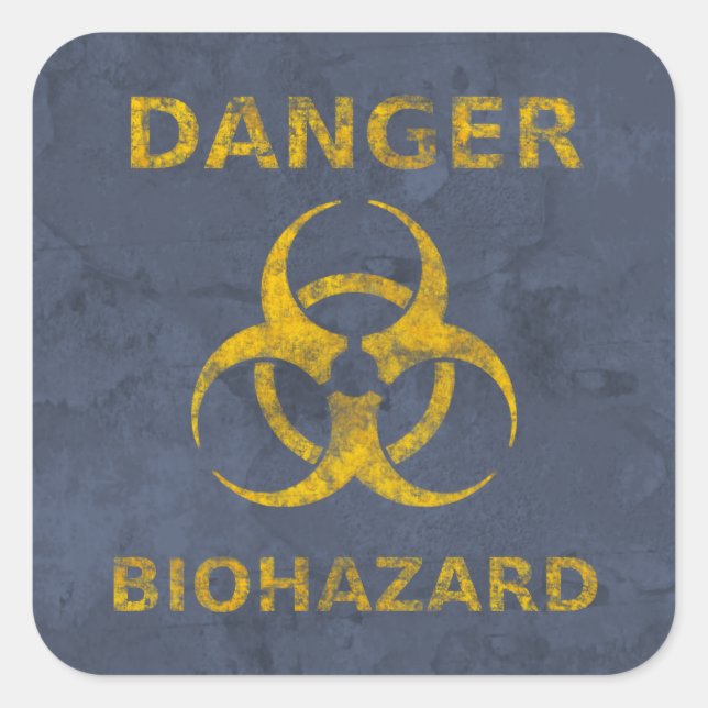 Sticker Carré Signal d'avertissement de danger biologique en dét (Devant)