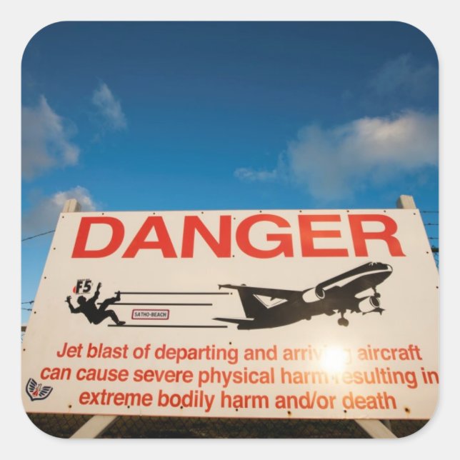 Sticker Carré Signal d'avertissement près de l'aéroport Saint-Ma (Devant)