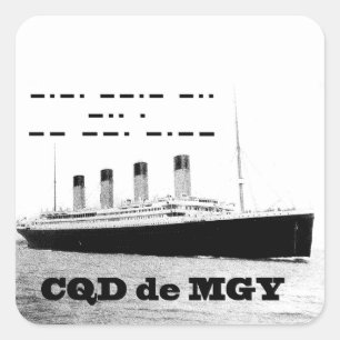 Sticker Carré Signal de détresse sans fil Titanic CQD de MGY