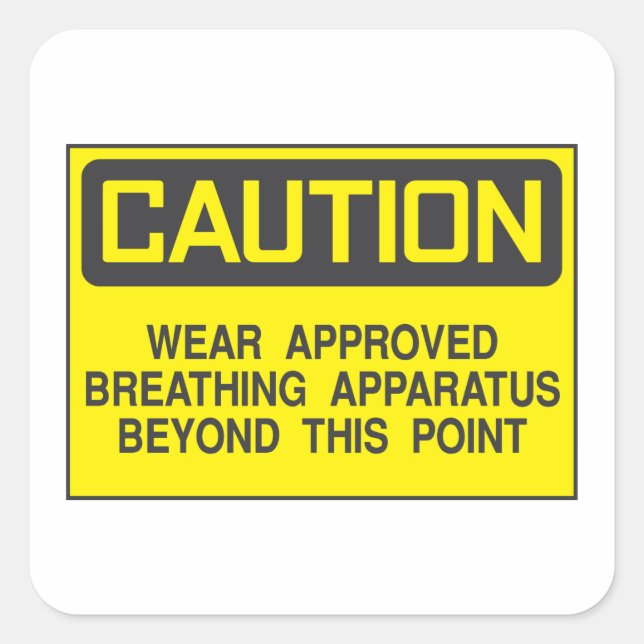 Sticker Carré Signal de prudence Porter un appareil respiratoire (Devant)