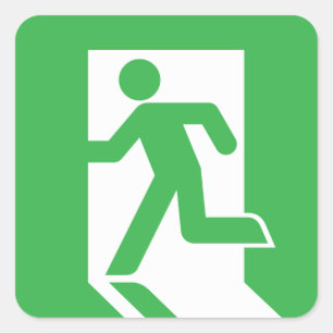 Sticker Carré Signal de sortie d'urgence japonais