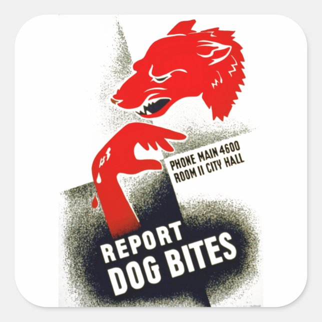 Sticker Carré Signaler les piqûres de chien (Devant)