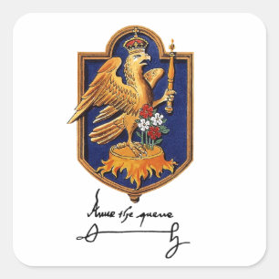 Sticker Carré Signature d'Anne Boleyn et manteau des bras