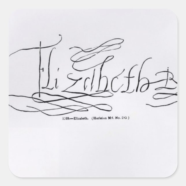 Sticker Carré Signature de la reine Elizabeth I (Devant)