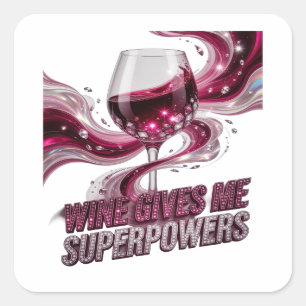 Sticker Carré Signature Rose VIN ME DONNE DES SUPERPOVOIRS Carré