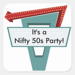 Sticker Carré Signe 1 de les années 50 Diner