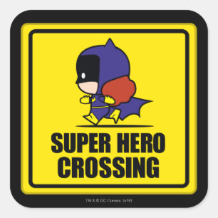 Sticker Carré SIGNE DE PASSAGE DU Super Héros Chibi Batwoman
