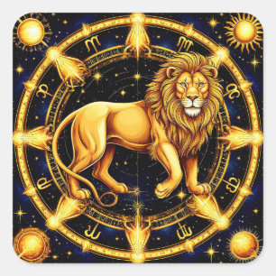 Sticker Carré Signe du zodiaque Lion Étoiles célestes  Cosmique 