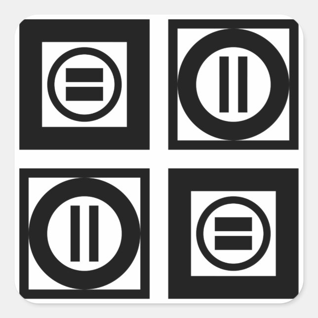 Sticker Carré SIGNE Géométrique Noir et Blanc Motif (Devant)