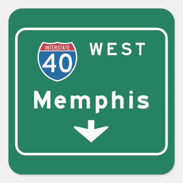 Sticker Carré SIGNE ROUTIÈRE DE Memphis, TN (Devant)