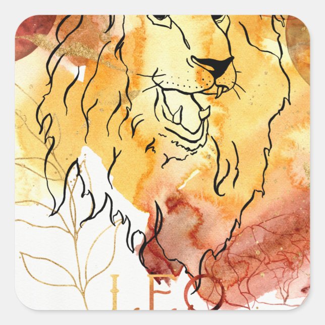 Sticker Carré Signe zodiaque Leo Lion anniversaire horoscope ora (Devant)