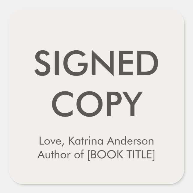 Sticker Carré Signed Copy Book Author Authograph Indie (Devant)