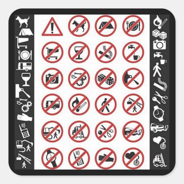 Sticker Carré Signes de danger (3) (Devant)