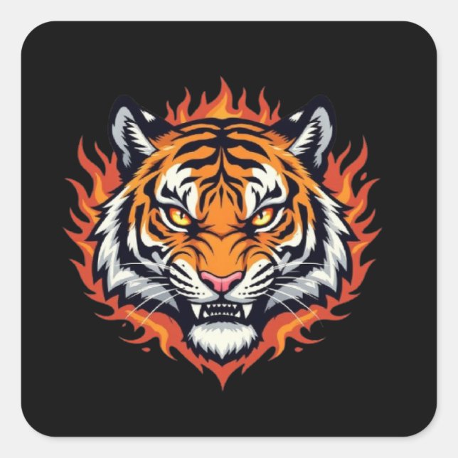 Sticker Carré Silent Tiger – Precision and Power (Devant)
