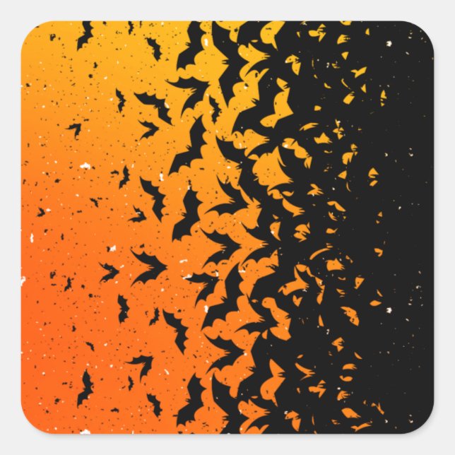 Sticker Carré Silhouette Bats Vampire Dracula Halloween Motif (Devant)