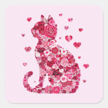 Silhouette Chat Floral ArtFaux Toile Enveloppée Im