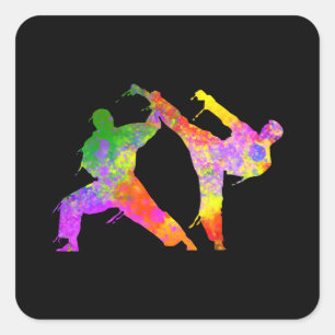 Sticker Carré Silhouette colorée des arts martiaux mixtes pour e