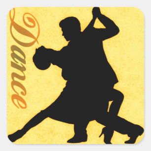 Sticker Carré Silhouette Couple dansant