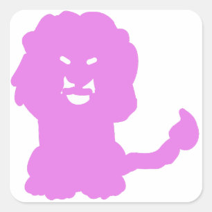 Sticker Carré Silhouette d'animal Lion Rose
