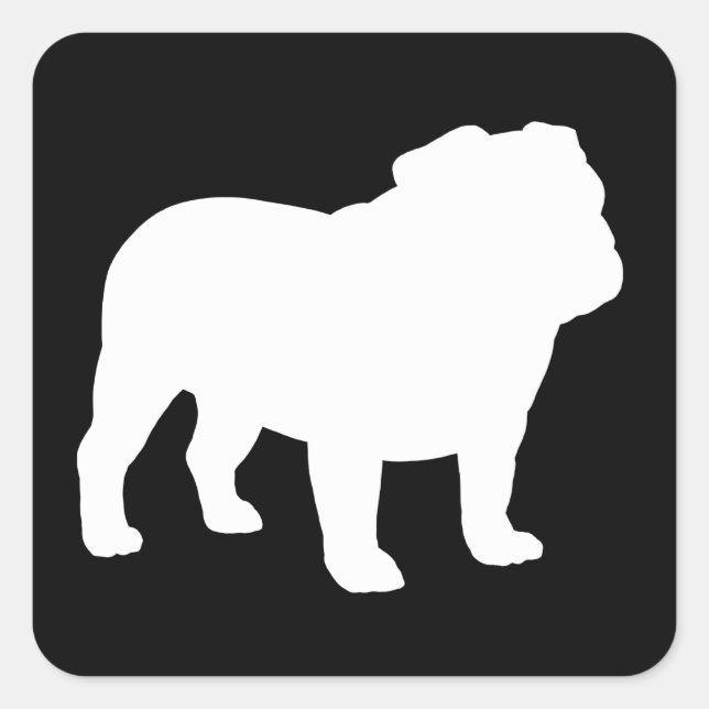 Sticker Carré Silhouette de Bulldog anglais blanc (Devant)