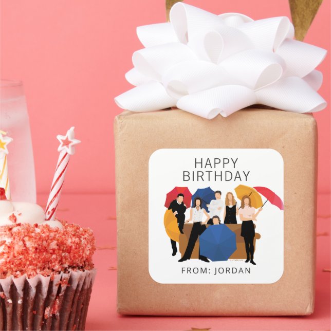 Sticker Carré Silhouette de caractères FRIENDS™ | Balise cadeau  (Fête)
