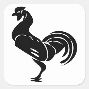 Sticker Carré Silhouette de coq