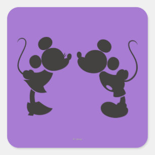 Sticker Carré Silhouette de Mickey Mouse & Minnie