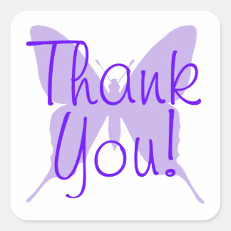 Sticker Carré Silhouette de papillon violet clair Merci