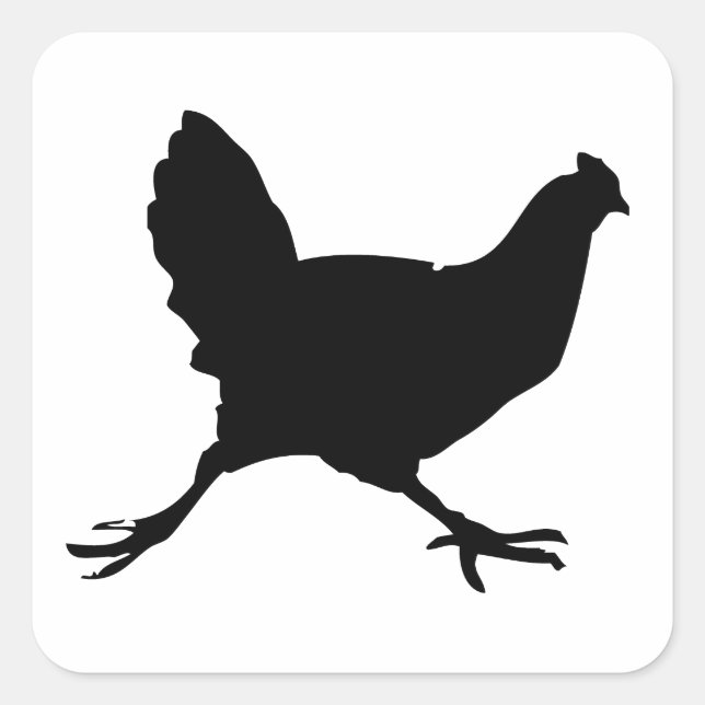Sticker Carré Silhouette de poulet (Devant)