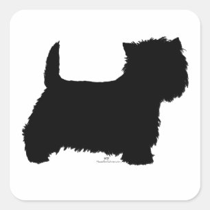 Sticker Carré Silhouette de Westie debout