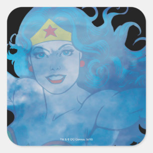 Sticker Carré Silhouette du ciel bleu de la femme des merveilles