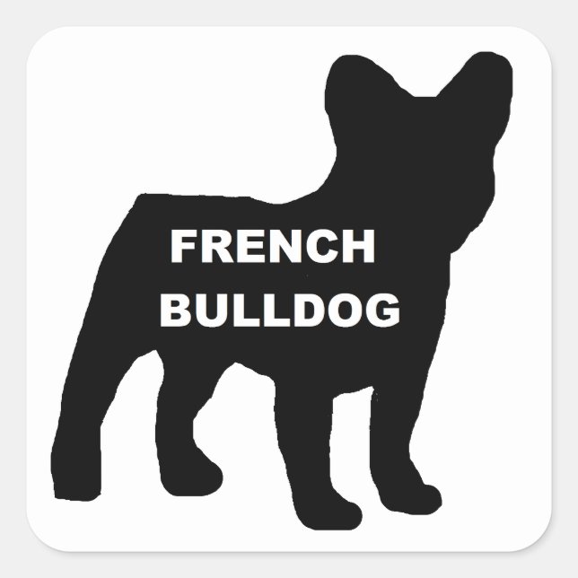 Sticker Carré silhouette du nom de bulldog français (Devant)